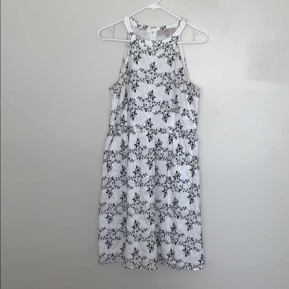LOFT | Embroidered Halter Flare Dress